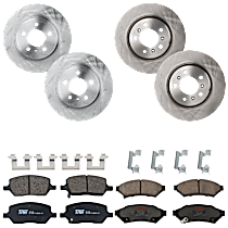 8-Piece Kit Front and Rear Brake Disc and Pad Kit, Plain Surface, 5 Lugs, Ceramic, FWD, 3.5L 6Cyl,  Includes (4) Brake Disc and (2) Brake Pad Set