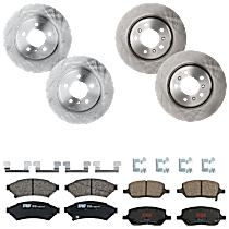 8-Piece Kit Front and Rear Brake Disc and Pad Kit, Plain Surface, 5 Lugs, Ceramic, FWD, 3.5L 6Cyl,  Includes (4) Brake Disc and (2) Brake Pad Set
