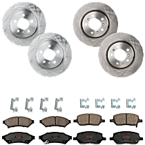 8-Piece Kit Front and Rear Brake Disc and Pad Kit, Plain Surface, 5 Lugs, Ceramic, FWD, 3.5L 6Cyl,  Includes (4) Brake Disc and (2) Brake Pad Set