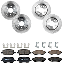 8-Piece Kit Front and Rear Brake Disc and Pad Kit, Plain Surface, 6 Lugs, Ceramic, 3.9L 6Cyl,  Includes (4) Brake Disc and (2) Brake Pad Set