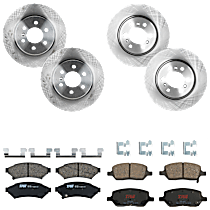 8-Piece Kit Front and Rear Brake Disc and Pad Kit, Plain Surface, 6 Lugs, Ceramic, 3.9L 6Cyl,  Includes (4) Brake Disc and (2) Brake Pad Set