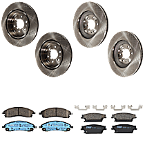 KIT-073024-2720 Front and Rear Brake Disc and Pad Kit, Plain Surface 6 Lugs Ceramic