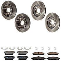 KIT-073024-2721 Front and Rear Brake Disc and Pad Kit, Plain Surface 6 Lugs Ceramic
