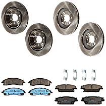 KIT-073024-2723 Front and Rear Brake Disc and Pad Kit, Plain Surface 6 Lugs Ceramic