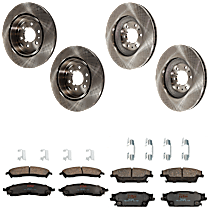 KIT-073024-2724 Front and Rear Brake Disc and Pad Kit, Plain Surface 6 Lugs Ceramic