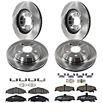 8-Piece Kit Front and Rear Brake Disc and Pad Kit, Plain Surface, 5 Lugs, Ceramic, 3.8L 6Cyl,  Includes (4) Brake Disc and (2) Brake Pad Set