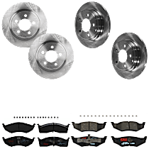 8-Piece Kit Front and Rear Brake Disc and Pad Kit, Plain Surface, 5 Lugs, Ceramic - Front, Semi-Metallic - Rear, For Models Without Performance Package and 16 Inch Steel Wheels,  Includes (4) Brake Disc and (2) Brake Pad Set
