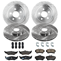 KIT-073024-3233 Front and Rear Brake Disc and Pad Kit, Plain Surface 5 Lugs Front-Ceramic, Rear-Semi-Metallic