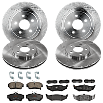 KIT-073024-3236 Front and Rear Brake Disc and Pad Kit, Plain Surface 5 Lugs Front-Ceramic, Rear-Semi-Metallic