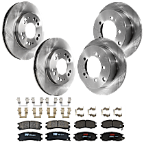 8-Piece Kit Front and Rear Brake Disc and Pad Kit, Plain Surface, 5 Lugs, Ceramic, For Models With Rear Disc Brake, ES, 2.5L 6Cyl,  Includes (4) Brake Disc and (2) Brake Pad Set