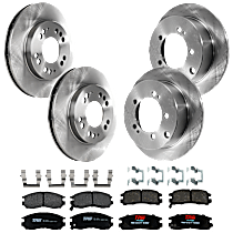 8-Piece Kit Front and Rear Brake Disc and Pad Kit, Plain Surface, 5 Lugs, Ceramic, For Models With Rear Disc Brake, ES, 2.5L 6Cyl,  Includes (4) Brake Disc and (2) Brake Pad Set
