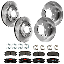 8-Piece Kit Front and Rear Brake Disc and Pad Kit, Plain Surface, 5 Lugs, Ceramic, For Models With Rear Disc Brake, ES, 2.5L 6Cyl,  Includes (4) Brake Disc and (2) Brake Pad Set