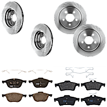 8-Piece Kit Front and Rear Brake Disc and Pad Kit, Plain Surface, 5 Lugs, Semi-metallic, 2.0L 4Cyl,  Includes (4) Brake Disc and (2) Brake Pad Set