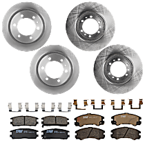 KIT-073024-391 Front and Rear Brake Disc and Pad Kit, Plain Surface 6 Lugs Semi-Metallic - Front, Ceramic - Rear