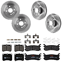 8-Piece Kit Front and Rear Brake Disc and Pad Kit, Plain Surface, 4 Lugs, Semi-metallic, For Models With Rear Disc Brake, 2.0L 4Cyl,  Includes (4) Brake Disc and (2) Brake Pad Set