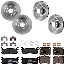 8-Piece Kit Front and Rear Brake Disc and Pad Kit, Plain Surface, 4 Lugs, Semi-metallic, For Models With Rear Disc Brake, 2.0L 4Cyl,  Includes (4) Brake Disc and (2) Brake Pad Set