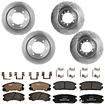 KIT-073024-393 Front and Rear Brake Disc and Pad Kit, Plain Surface 6 Lugs Semi-Metallic - Front, Ceramic - Rear
