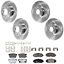 4-Wheel Set TRW Front and Rear Brake Disc and Pad Kit, Plain Surface, 5 Lugs, Ceramic, 260mm Rotor Diameter