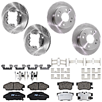 8-Piece Kit Front and Rear Brake Disc and Pad Kit, Plain Surface, 4 Lugs, Ceramic, Sedan, For Models With Rear Disc Brake, SE, 2.2L 4Cyl,  Includes (4) Brake Disc and (2) Brake Pad Set