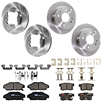 8-Piece Kit Front and Rear Brake Disc and Pad Kit, Plain Surface, 4 Lugs, Ceramic, Coupe, For Models With Rear Disc Brake, EX, 2.2L 4Cyl,  Includes (4) Brake Disc and (2) Brake Pad Set