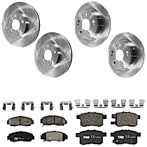 TRW Front and Rear Brake Disc and Pad Kit, Plain Surface, 5 Lugs, Ceramic