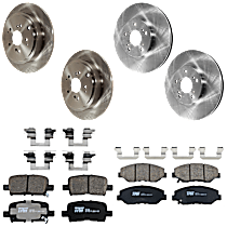 TRW Front and Rear Brake Disc and Pad Kit, Plain Surface, 5 Lugs, Ceramic