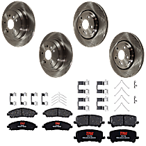 8-Piece Kit Front and Rear Brake Disc and Pad Kit, Plain Surface, 5 Lugs, Ceramic - Front, Semi-Metallic - Rear, RT, 3.5L 6Cyl,  Includes (4) Brake Disc and (2) Brake Pad Set