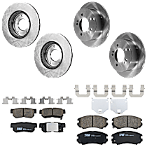 8-Piece Kit Front and Rear Brake Disc and Pad Kit, Plain Surface, 5 Lugs, Ceramic, 2.7L 6Cyl,  Includes (4) Brake Disc and (2) Brake Pad Set