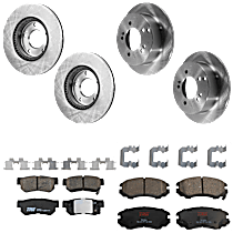 8-Piece Kit Front and Rear Brake Disc and Pad Kit, Plain Surface, 5 Lugs, Ceramic, 2.7L 6Cyl,  Includes (4) Brake Disc and (2) Brake Pad Set