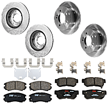 8-Piece Kit Front and Rear Brake Disc and Pad Kit, Plain Surface, 5 Lugs, Ceramic, 2.7L 6Cyl,  Includes (4) Brake Disc and (2) Brake Pad Set
