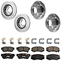 Front and Rear Brake Disc and Pad Kit, Plain Surface, Vented/Solid, 5 Lugs, Ceramic, Pro-Line Series/Premium Braking Series