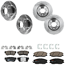 Front and Rear Brake Disc and Pad Kit, Plain Surface, 5 Lugs, Ceramic