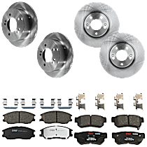 Front and Rear Brake Disc and Pad Kit, Plain Surface, 5 Lugs, Ceramic