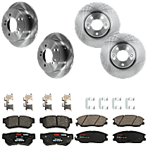 Front and Rear Brake Disc and Pad Kit, Plain Surface, 5 Lugs, Ceramic