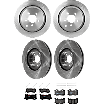 8-Piece Kit Front and Rear Brake Disc and Pad Kit, Plain Surface, 5 Lugs, Semi-Metallic, Sport Package, Propduction Date To December 2011, X, 3.7L 6Cyl,  Includes (4) Brake Disc and (2) Brake Pad Set