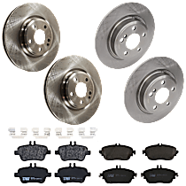 KIT-073024-6074 Front and Rear Brake Disc and Pad Kit, Plain Surface 5 Lugs Semi-metallic