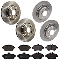KIT-073024-6077 Front and Rear Brake Disc and Pad Kit, Plain Surface 5 Lugs Semi-metallic