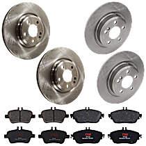 KIT-073024-6078 Front and Rear Brake Disc and Pad Kit, Plain Surface 5 Lugs Semi-metallic