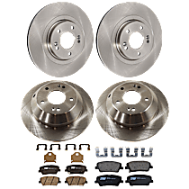8-Piece Kit Front and Rear Brake Disc and Pad Kit, Plain Surface, 5 Lugs, Ceramic, LX, 2.4L 4Cyl,  Includes (4) Brake Disc and (2) Brake Pad Set