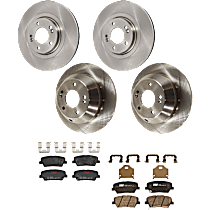 8-Piece Kit Front and Rear Brake Disc and Pad Kit, Plain Surface, 5 Lugs, Ceramic, EX, 3.3L 6Cyl,  Includes (4) Brake Disc and (2) Brake Pad Set