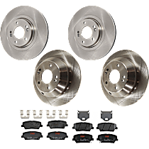 8-Piece Kit Front and Rear Brake Disc and Pad Kit, Plain Surface, 5 Lugs, Ceramic, LX, 3.3L 6Cyl,  Includes (4) Brake Disc and (2) Brake Pad Set