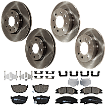 8-Piece Kit Front and Rear Brake Disc and Pad Kit, Plain Surface, 4 Lugs, Ceramic, LX, 2.0L 4Cyl,  Includes (4) Brake Disc and (2) Brake Pad Set