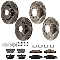 8-Piece Kit Front and Rear Brake Disc and Pad Kit, Plain Surface, 4 Lugs, Ceramic, LX, 2.0L 4Cyl,  Includes (4) Brake Disc and (2) Brake Pad Set