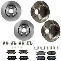8-Piece Kit Front and Rear Brake Disc and Pad Kit, Plain Surface, 5 Lugs, Ceramic, Base, 3.3L 6Cyl,  Includes (4) Brake Disc and (2) Brake Pad Set