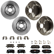 8-Piece Kit Front and Rear Brake Disc and Pad Kit, Plain Surface, 5 Lugs, Ceramic, Base, 3.3L 6Cyl,  Includes (4) Brake Disc and (2) Brake Pad Set
