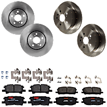 8-Piece Kit Front and Rear Brake Disc and Pad Kit, Plain Surface, 5 Lugs, Ceramic, Base, 3.3L 6Cyl,  Includes (4) Brake Disc and (2) Brake Pad Set