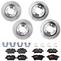 8-Piece Kit Front and Rear Brake Disc and Pad Kit, Plain Surface, 5 Lugs, Semi-Metallic, Base, 1.6L 4Cyl,  Includes (4) Brake Disc and (2) Brake Pad Set