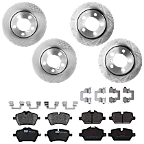8-Piece Kit Front and Rear Brake Disc and Pad Kit, Plain Surface, 5 Lugs, Semi-Metallic, Base, 1.6L 4Cyl,  Includes (4) Brake Disc and (2) Brake Pad Set