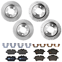 8-Piece Kit Front and Rear Brake Disc and Pad Kit, Plain Surface, 5 Lugs, Ceramic - Front, Semi-Metallic - Rear, Production Date From November 2011, Base, 1.6L 4Cyl,  Includes (4) Brake Disc and (2) Brake Pad Set