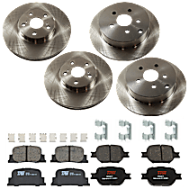 8-Piece Kit Front and Rear Brake Disc and Pad Kit, Plain Surface, 5 Lugs, Ceramic, 2.4L 4Cyl,  Includes (4) Brake Disc and (2) Brake Pad Set